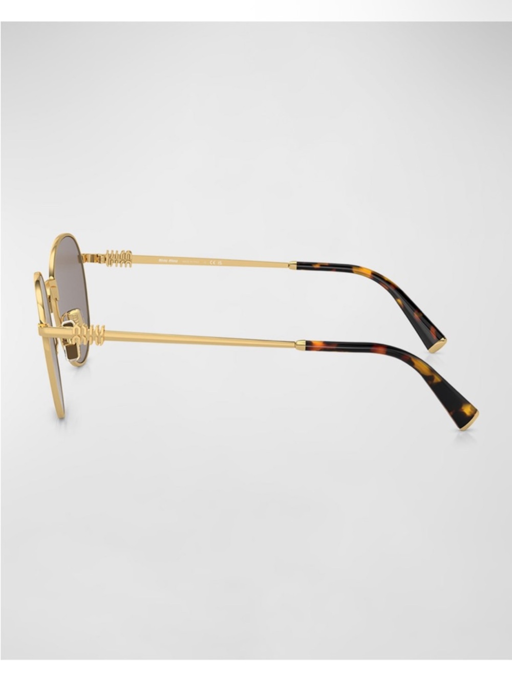 Miu Miu Gold Rim Round Sunglasses - full inclusion with shopping bag - Picture 4 of 14
